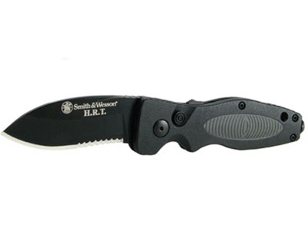 Smith & Wesson H.R.T. Manual Folder Knife, Black Part Serrated Blade