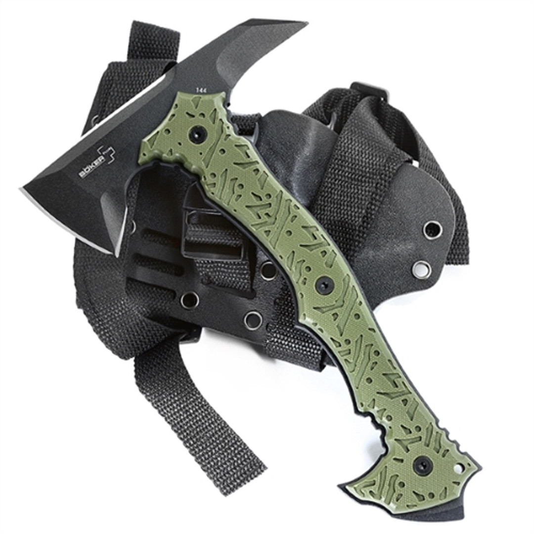 Boker Plus 09BO114 OD Green Chicken Hawk Fixed Blade Tomahawk, SK5 Carbon Black Head