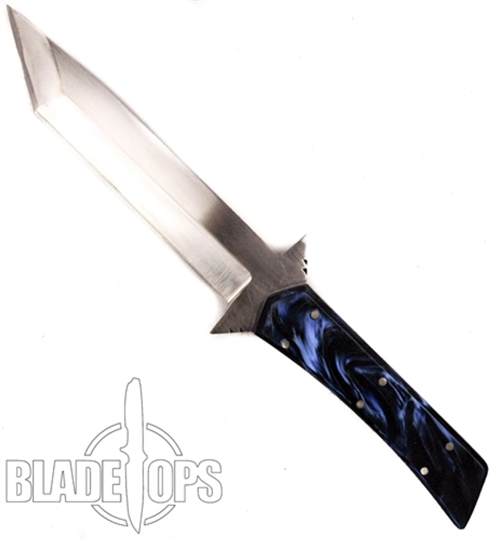 Robert Newland Tactical 12 Knife, Tanto Blade Blue Handle