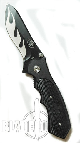 Chopper Cross Assisted Open Knife, Silver Flames