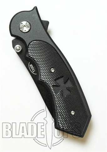 Chopper Cross Assisted Open Knife, Silver Flames