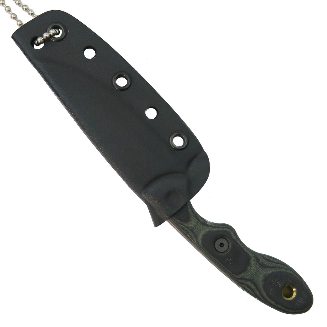TOPS Knives Mini Scandi, Green and Black G10 Scales, Sheath View Reverse