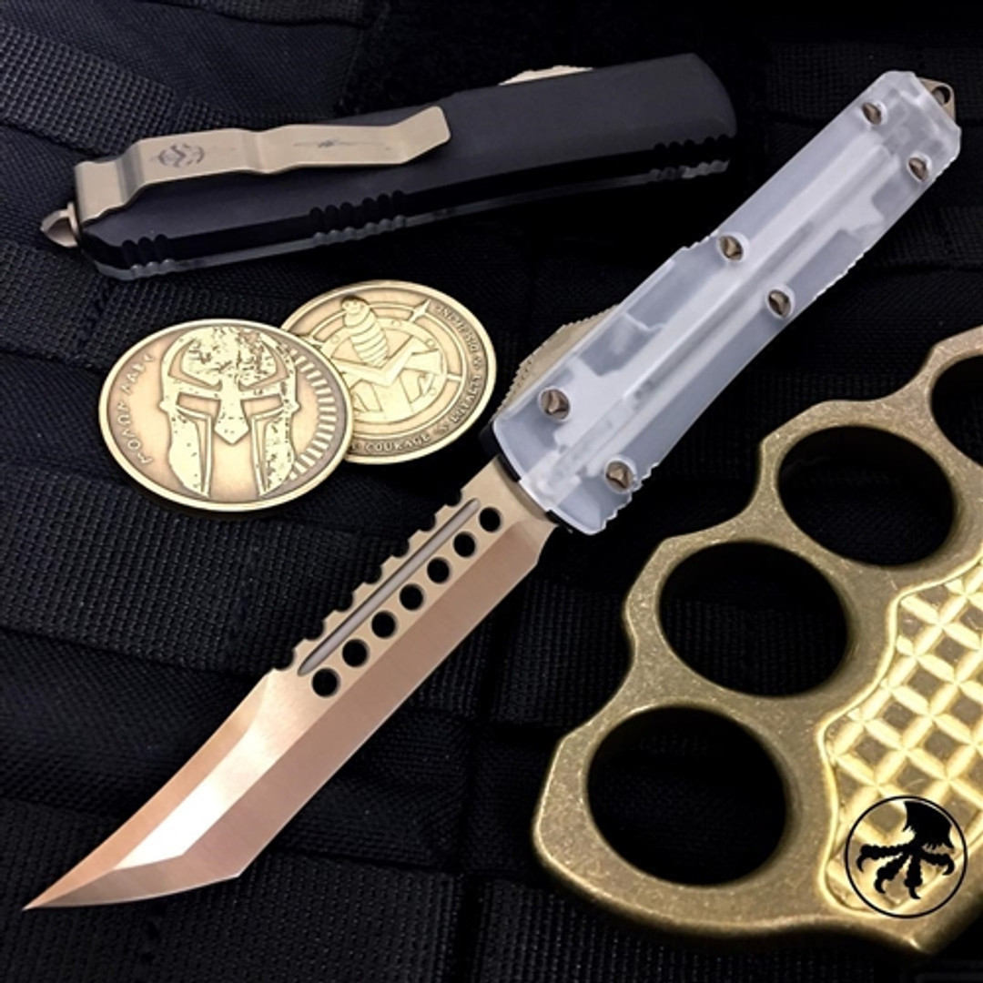 Microtech 119-13CL "Clear Top" Ultratech Hellhound Tanto OTF Auto Knife, Bronze Blade