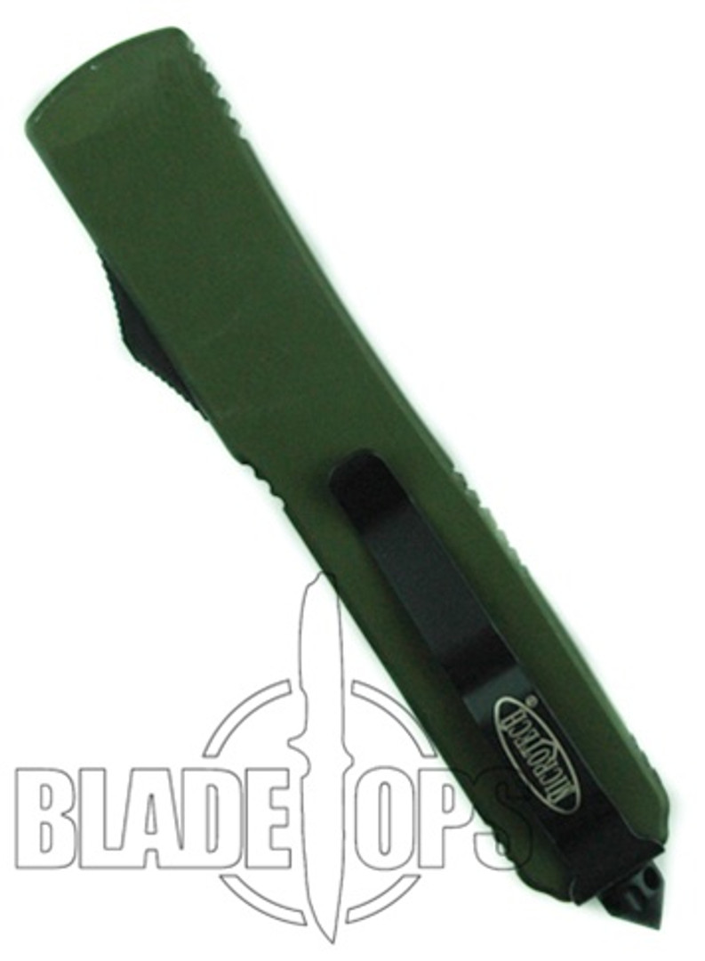 Microtech Ultratech OTF Knife, Green Handle, Two Tone Single Edge Blade, 121-1GR