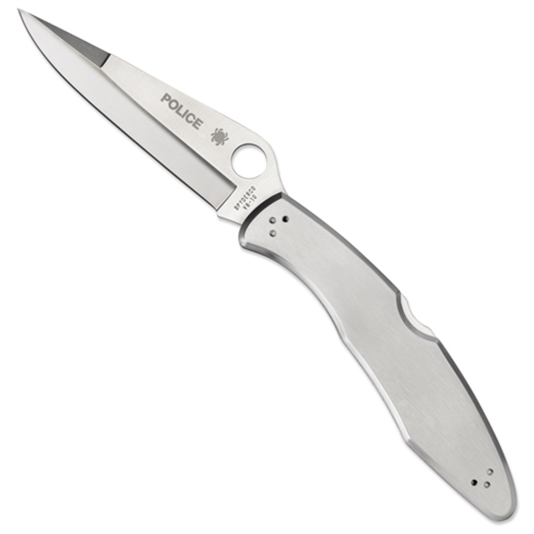 Spyderco Police Stainless Steel Manual Folder Knife, Plain Edge, C07P