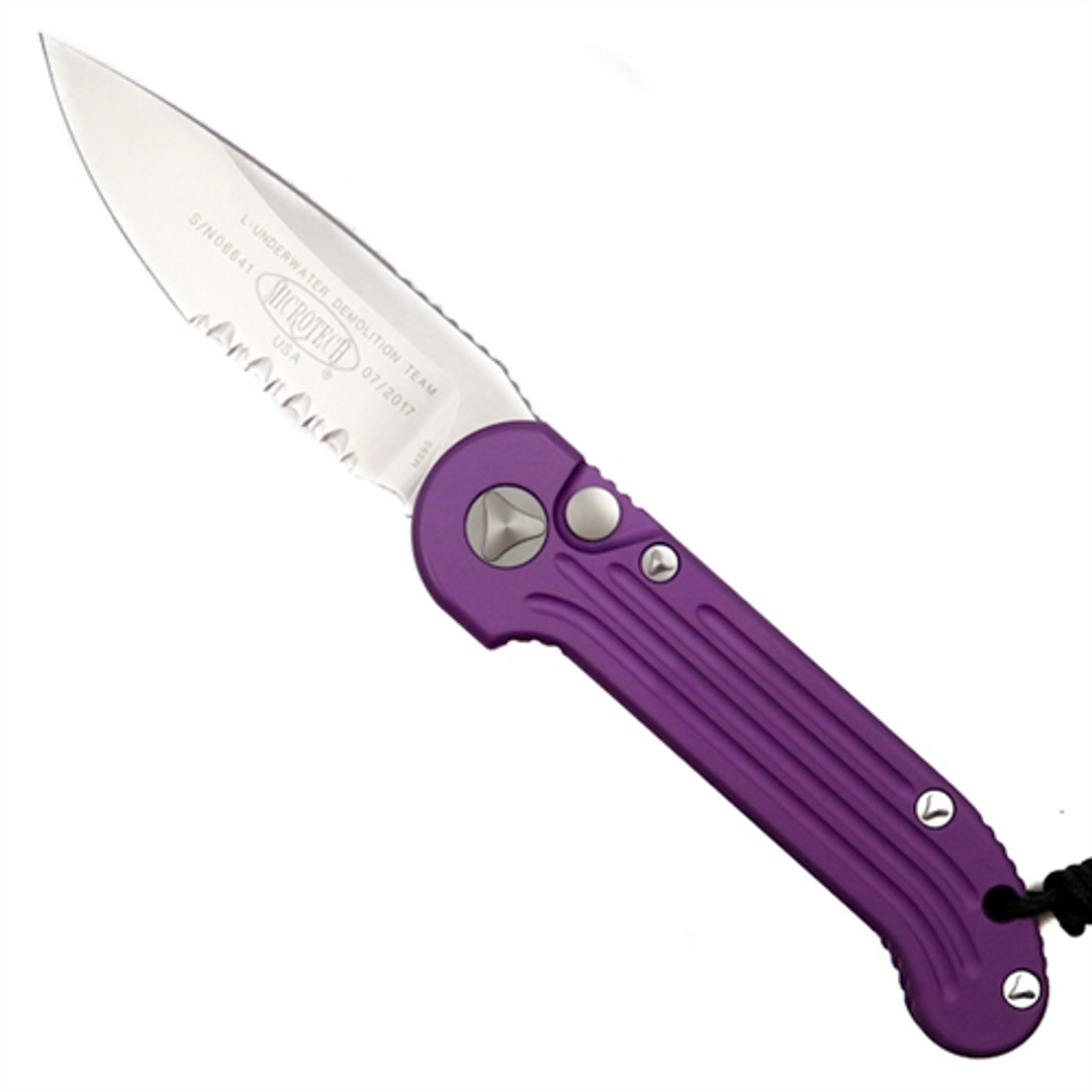 Microtech 135-11VI Violet LUDT Auto Knife, Stonewash Combo Blade
