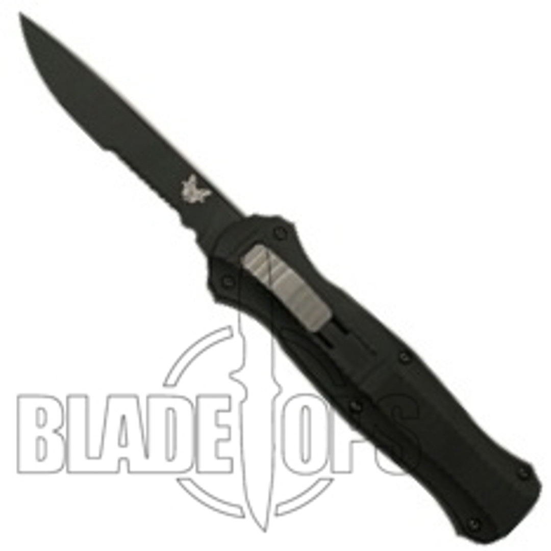 Benchmade 3310SBK Infidel OTF Knife, Black Single Edge Combo Blade