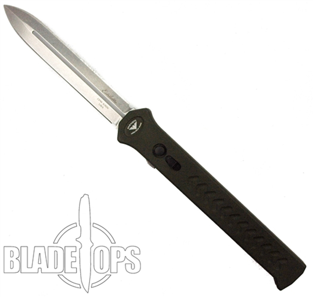 Paragon OD Green Estiletto OTF Auto Knife, Stonewash Dagger Blade