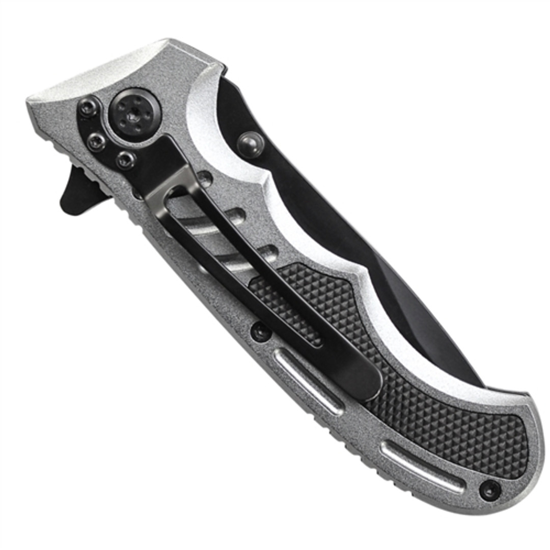 Smith & Wesson Grey Extreme Ops Folder Knife, Black Blade, Combo Edge