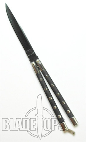 Slim Jim Butterfly Knife, Black, Plain Edge