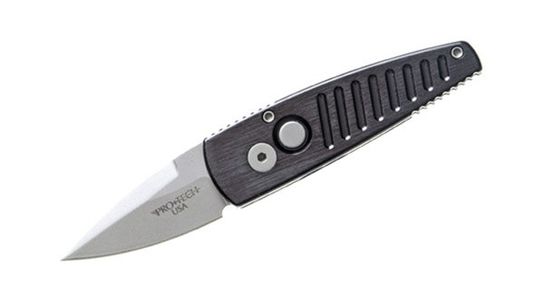 Pro-Tech Stinger Auto Knife, Black Handle, Bead Blast Blade, PT401