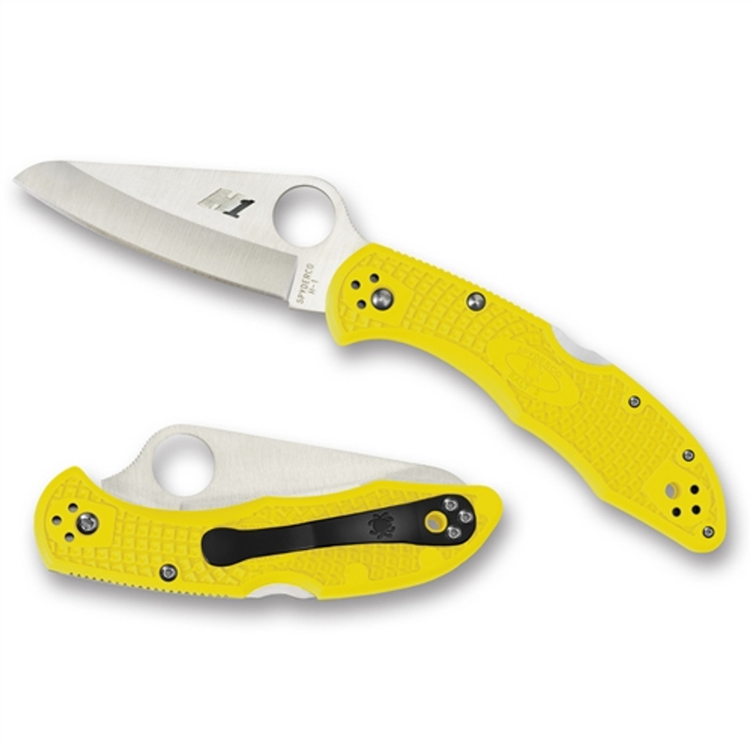 Spyderco C88PYL2 Yellow Salt 2 Folder Knife, H-1 Satin Blade