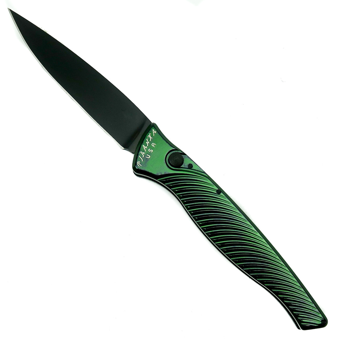 Piranha Green DNA Auto Knife, CPM-S30V Black Blade