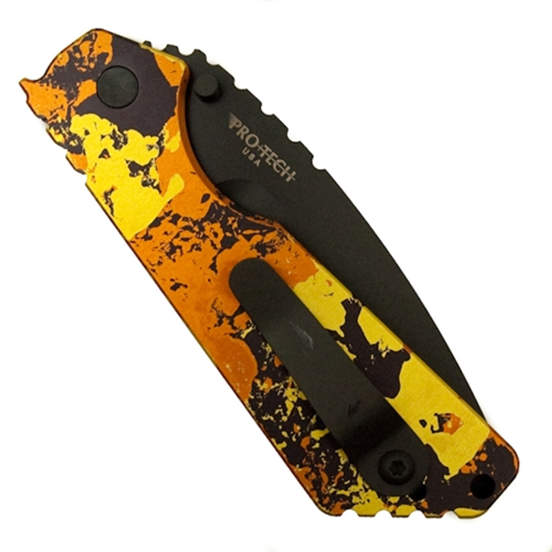 Pro-Tech Custom Camo Splash 1 Strider SnG Auto Knife, DLC Black Blade