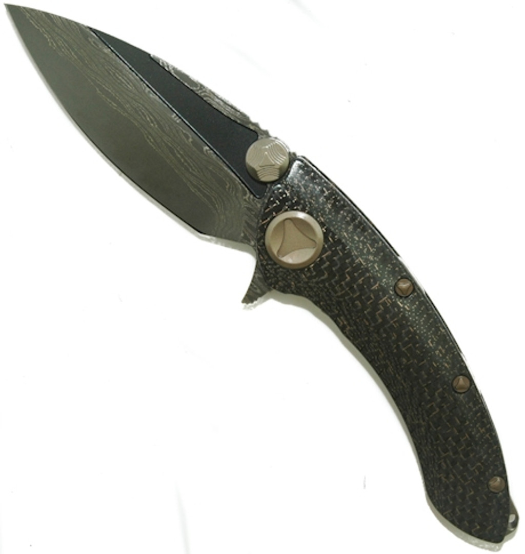 Microtech Custom Whale Shark Flipper Knife, Damascus Blade