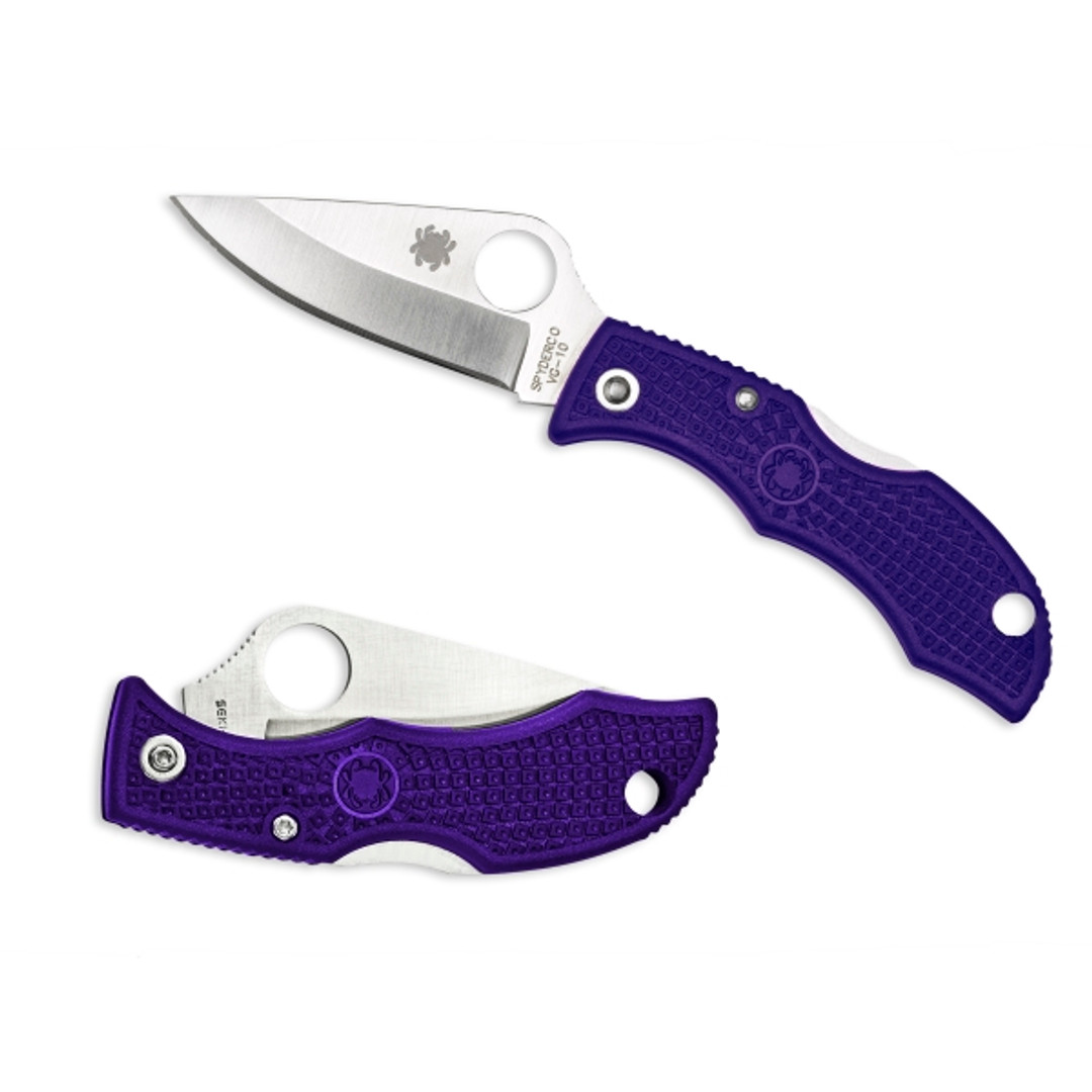 Spyderco Ladybug 3 Folder Knife, Purple FRN Handle, PlainEdge Blade, LPRP3 REAR VIEW