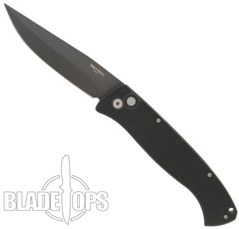 Pro-Tech Brend Auto 1 Knife, Plain, Black Blade, Diamond Knurl Handle
