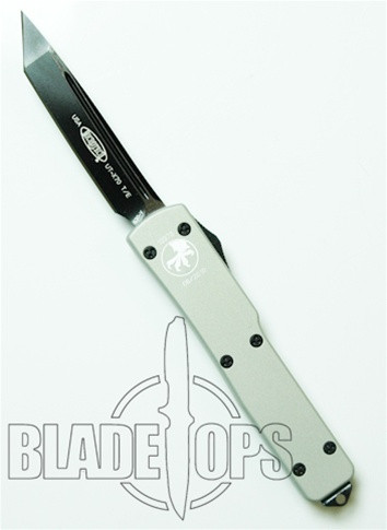 Microtech UTX70 OTF Knife, T/E, Black Tactical, White Handle