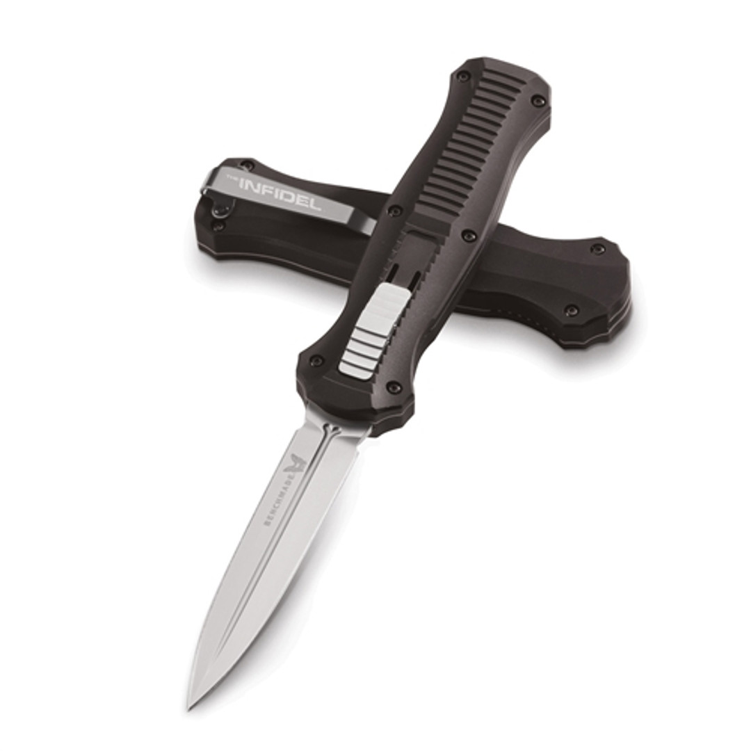 Benchmade 3300 Infidel D/E OTF Auto Knife, D2 Satin Blade REAR VIEW