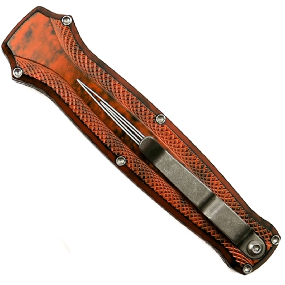 Piranha P-19O Orange Rated-R OTF Auto Knife, 154CM Satin Blade