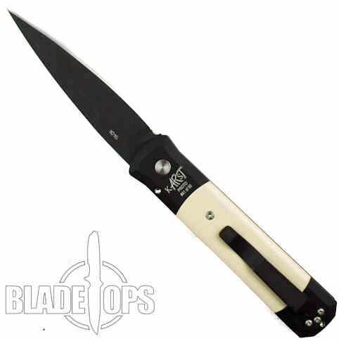 ProTech Godfather, Skull Laser Scrimshaw Prototype, Black Blade