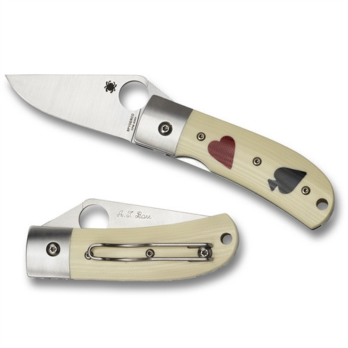 Spyderco C226GP White One-Eyed Jack Folder Knife, CPM-S30V Satin Blade