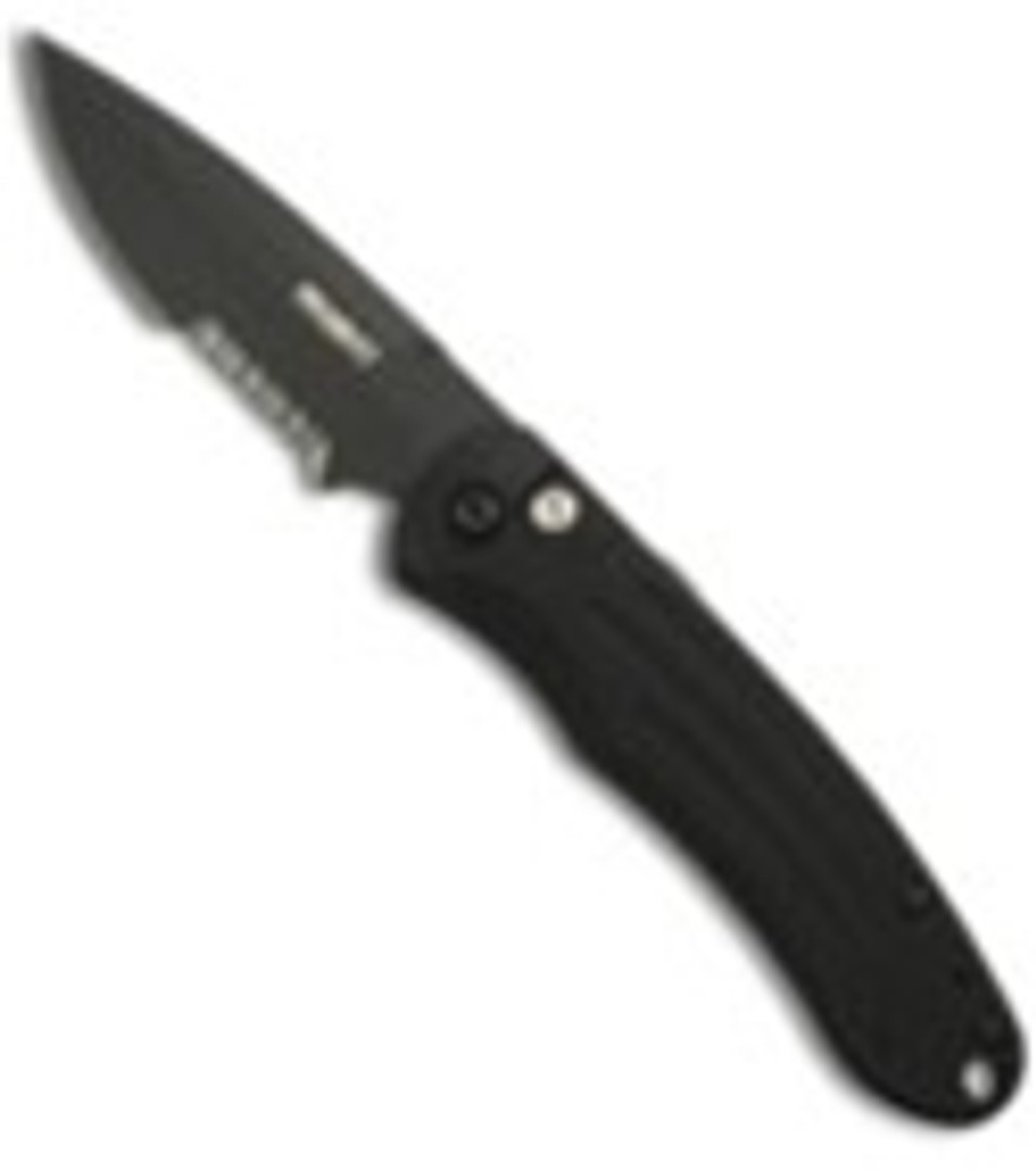 Bradley Cutlery Alias II, Small Auto, Black Part Serrated Blade, BCC17950SBK