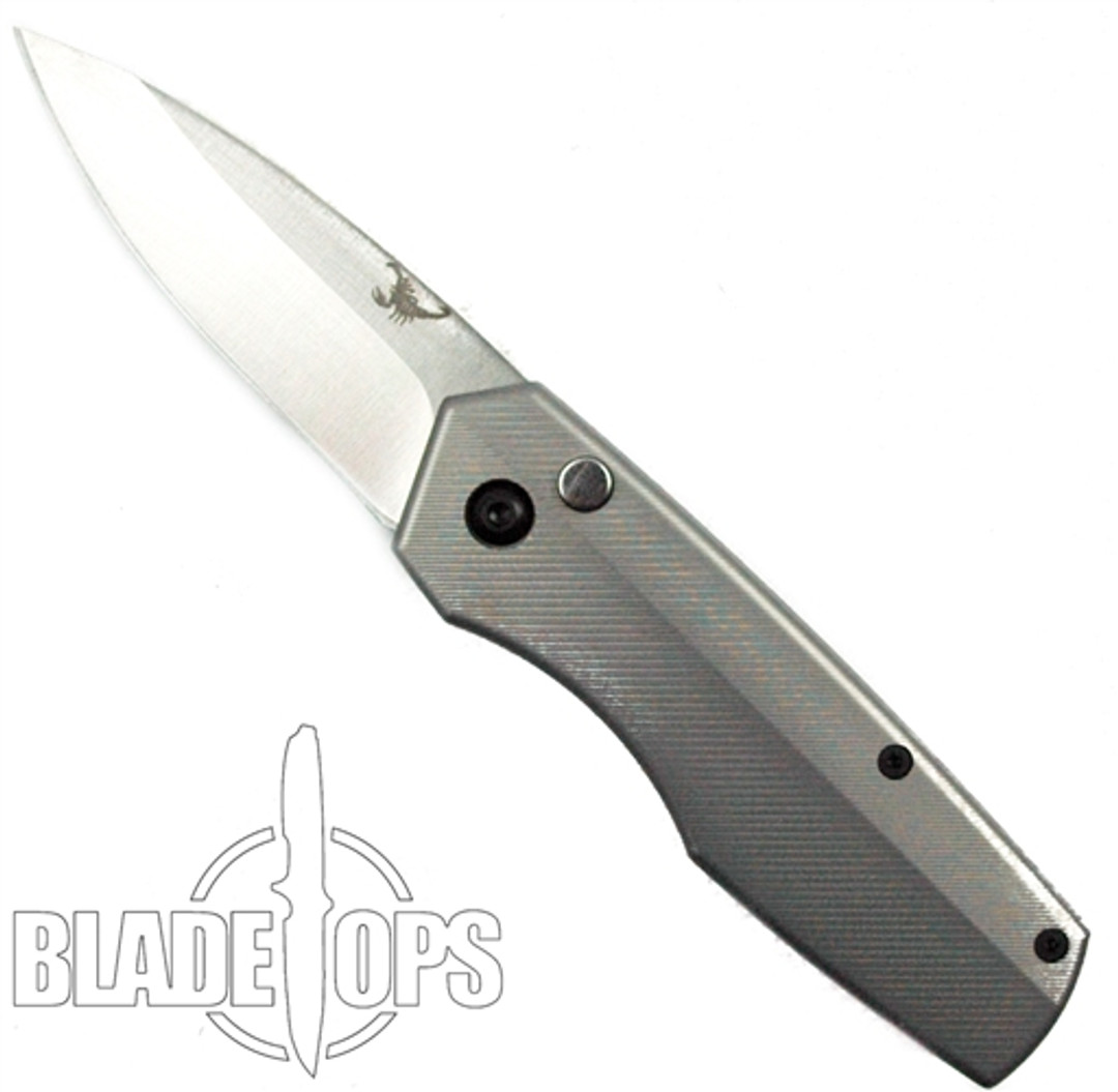 BrightShots Gunmetal Grey Scorpion Automatic Knife, Satin Drop Point Blade