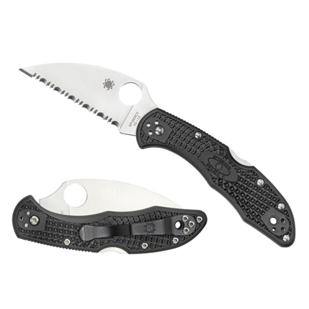 Spyderco C11FSWCBK Delica 4 Wharncliffe Folder Knife, VG-10 Satin SpyderEdge Blade