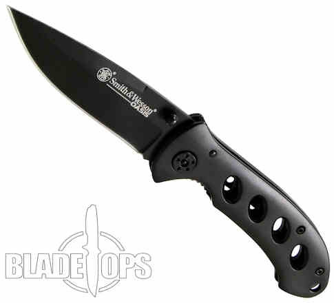 Smith & Wesson 423B Oasis Folding Knife, Black Handle, Black Plain Blade