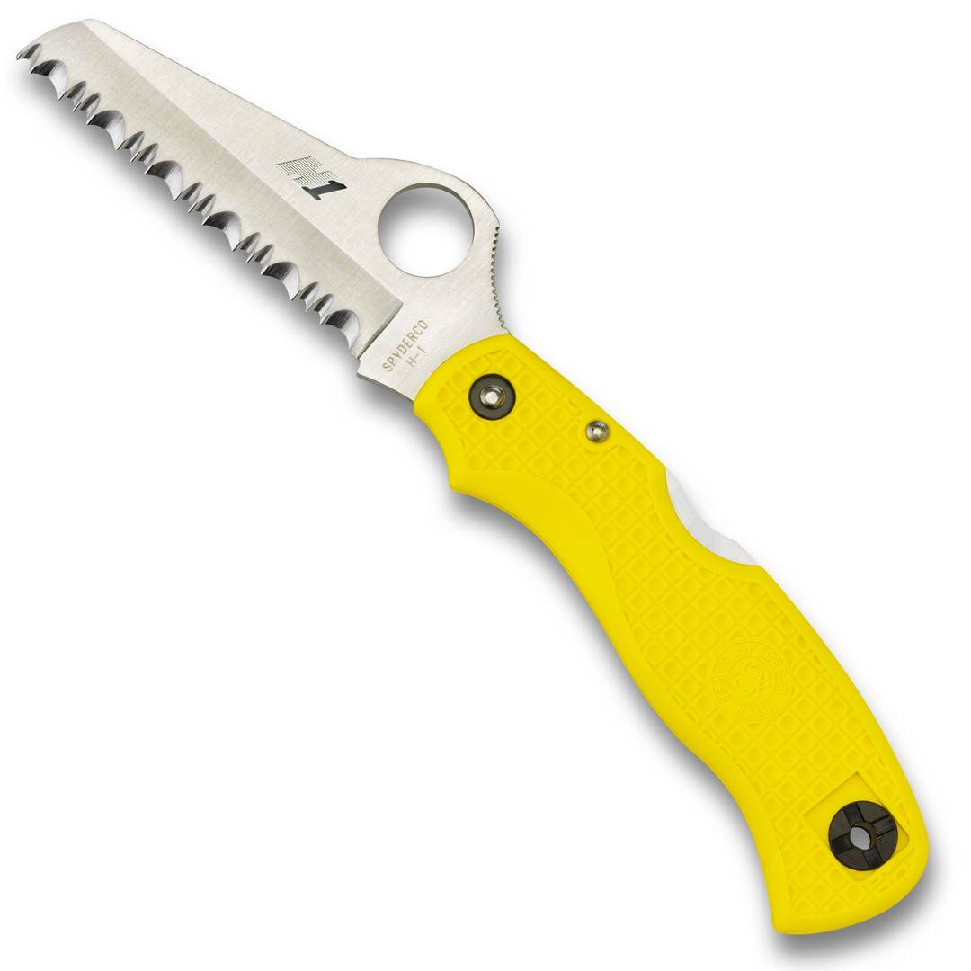 Spyderco Yellow Saver Salt Lockback Knife, Spyderedge Blade