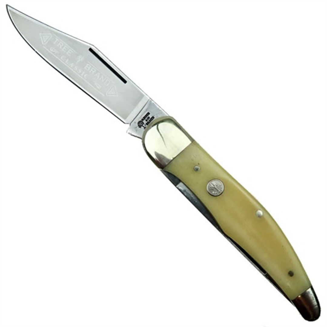 Boker Classic 112020SWB White Hunter Bone Non-Locking Folder Knife, Satin Blades