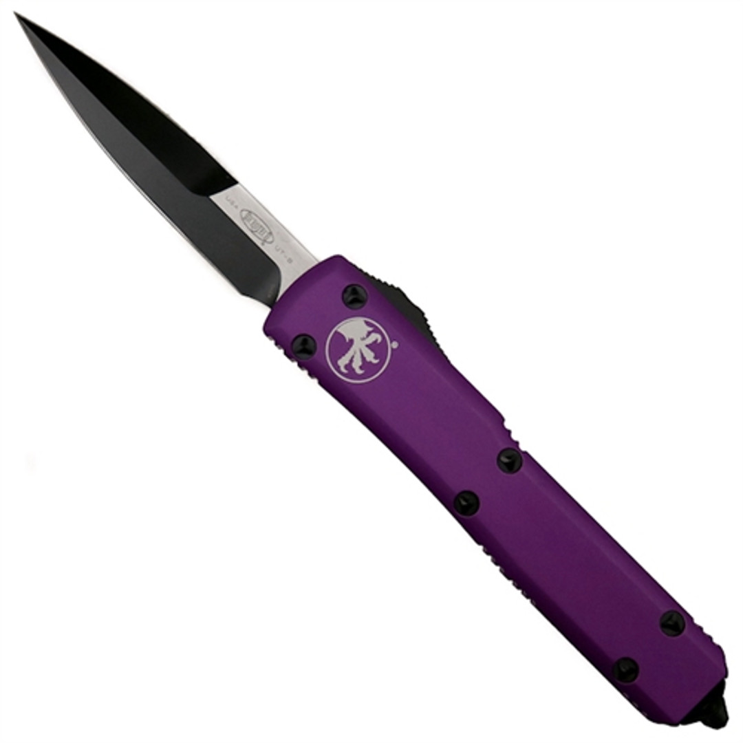 Microtech 120-1CCVI Violet Contoured Ultratech Bayonet OTF Auto Knife, Black Blade