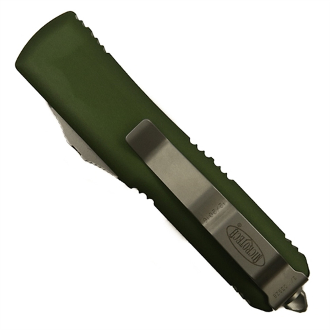 Microtech 231-10OD OD Green UTX-85 S/E OTF Auto Knife, Stonewash Blade REAR VIEW