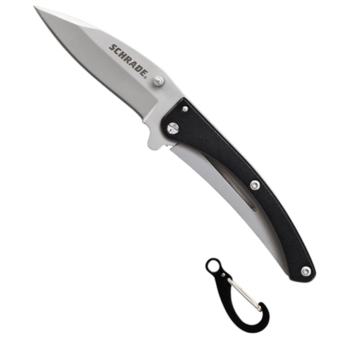 Schrade Black Pocket Protector Folder Knife, Bead Blast Blade