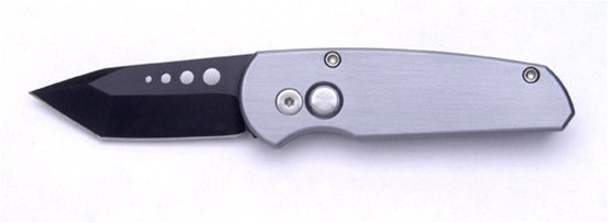 Pro-Tech Runt 3 Tanto, Black Plain Blade, Grey Handle