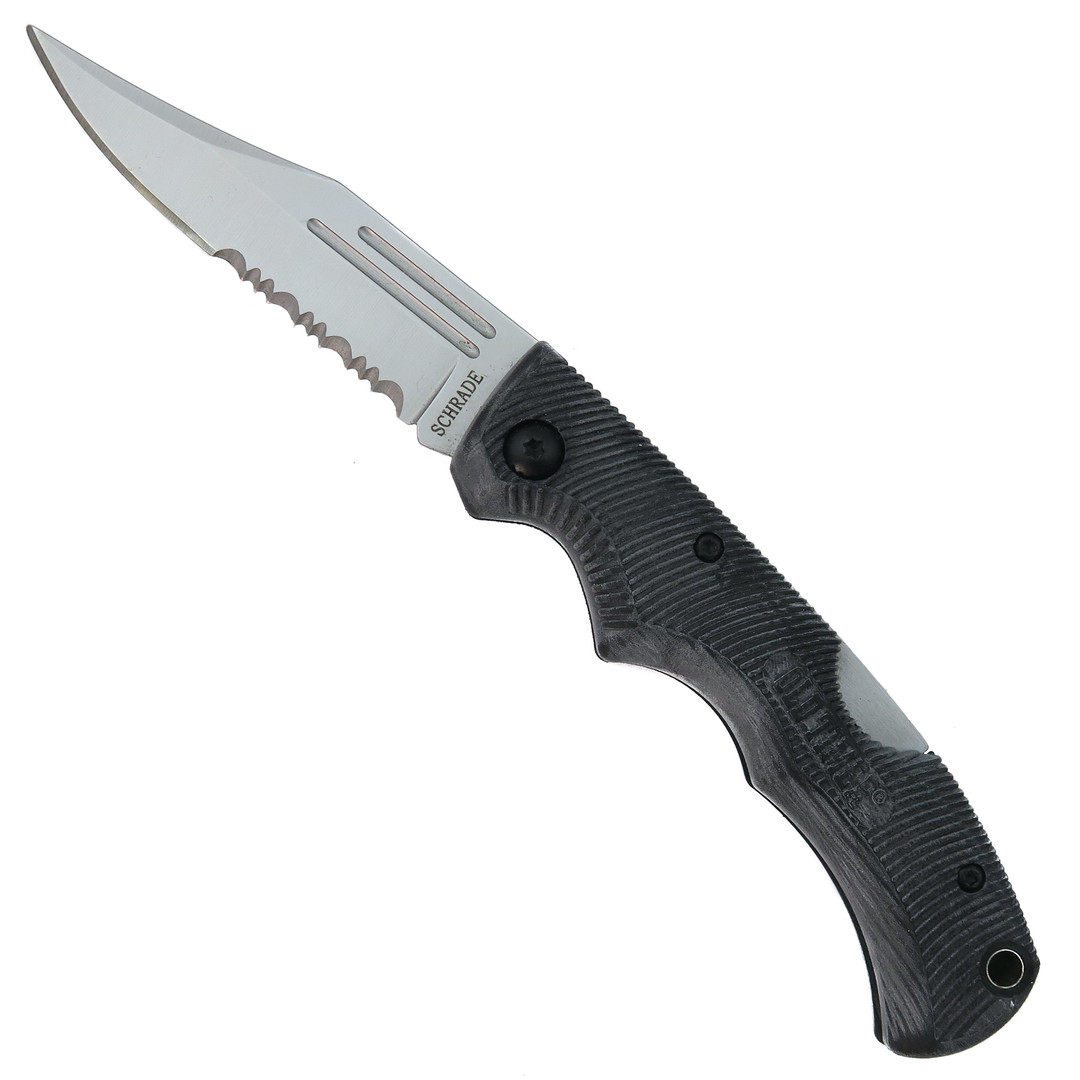 Schrade Old Timer MA2S Safe-T-Grip Small Folder Knife, Bead Blast Part Serrated Clip Blade