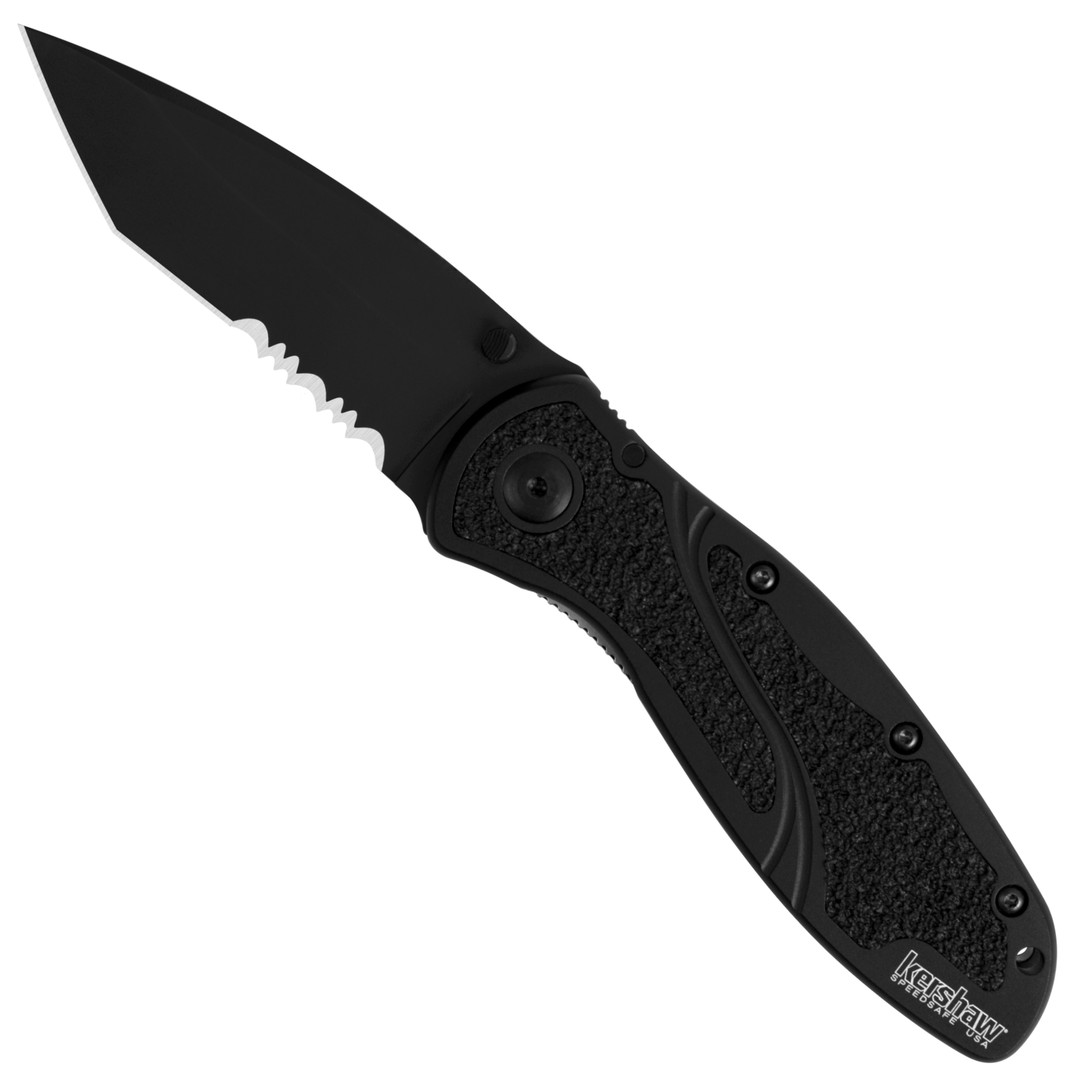 Kershaw Tactical Blur Spring Assisted Knife, Black Tanto Combo Blade