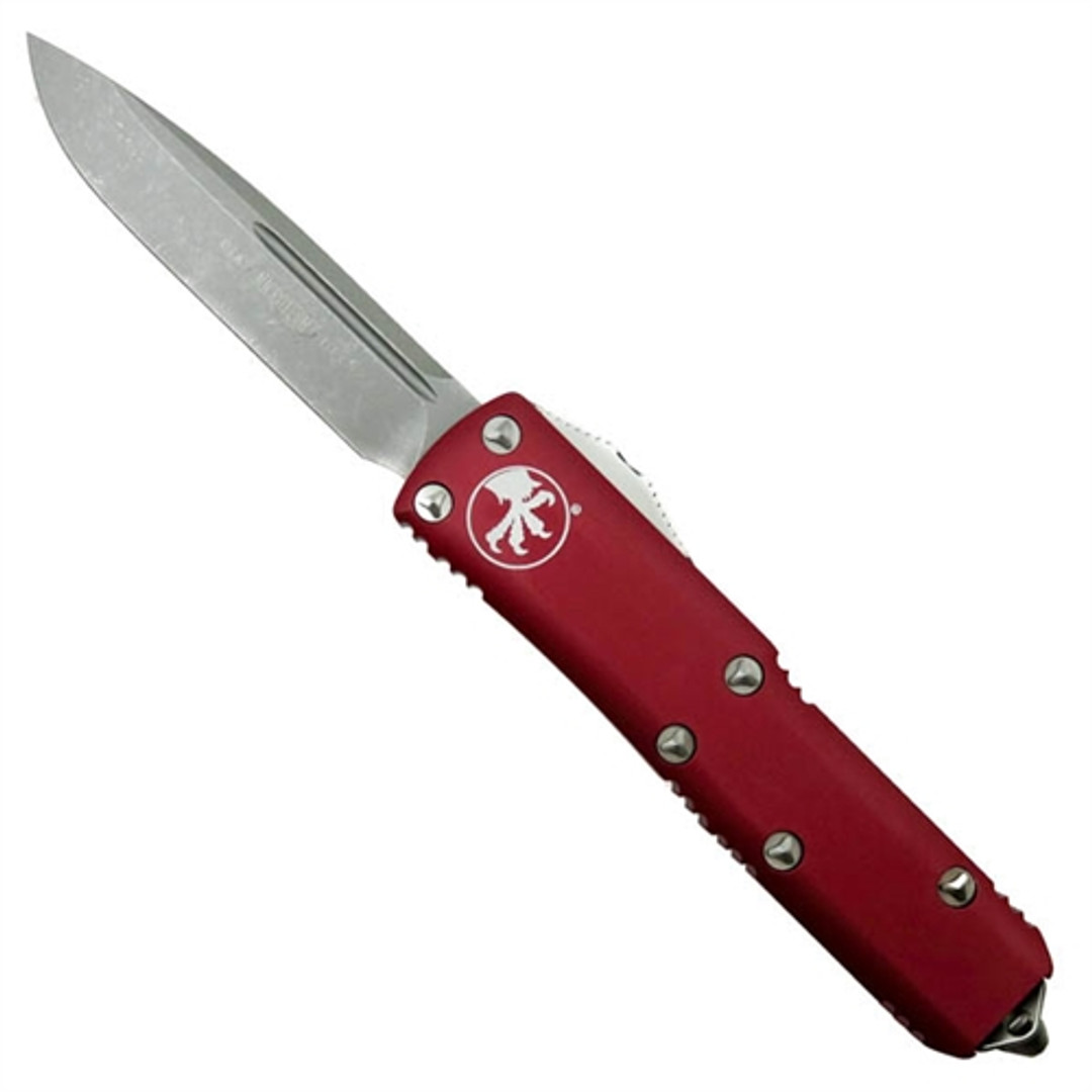 Microtech 231-10APRD Red UTX-85 S/E OTF Auto Knife, Apocalyptic Stonewash Blade