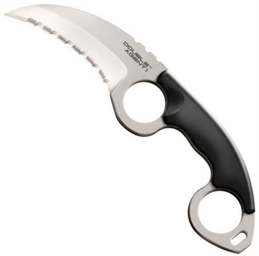 Cold Steel Double Agent I Neck Knife. Serrated, CS39FKS FRONT VIEW
