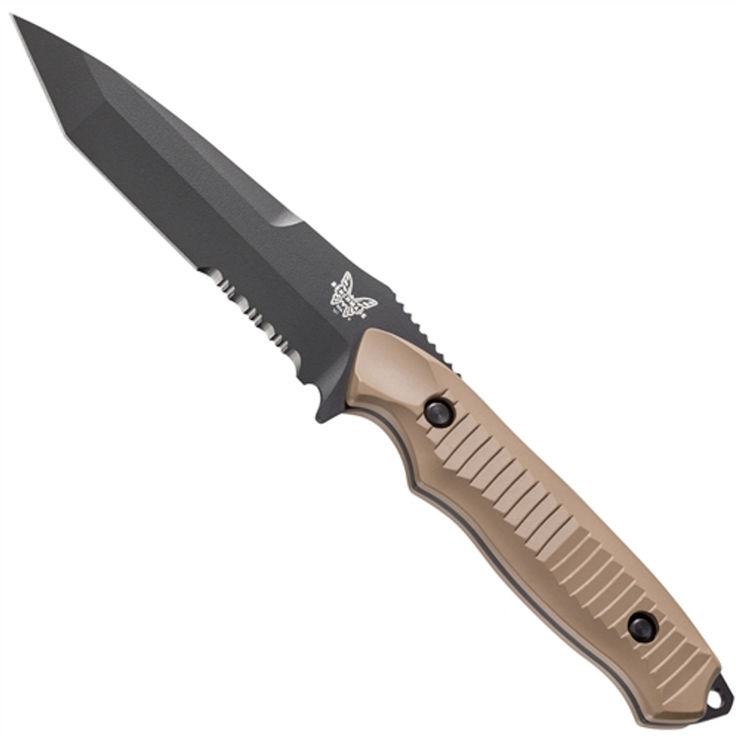 Benchmade 141SBKSN Sand Nimravus Tanto Fixed Blade Knife, 154CM Black Combo Blade