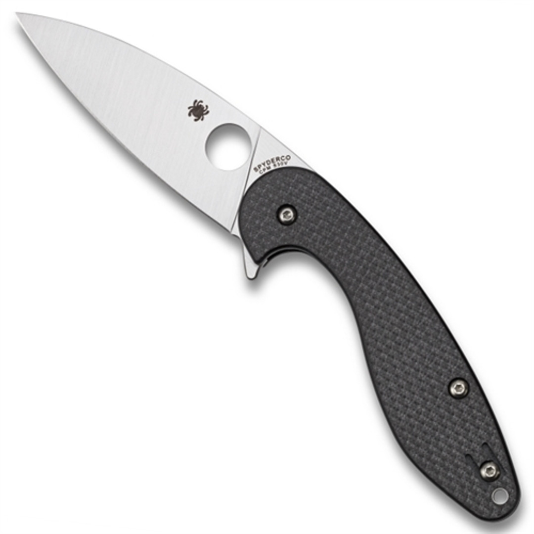 Spyderco C228CFP Sliverax Carbon Fiber/G-10 Laminate Flipper Knife, CPM-S30V Satin Blade FRONT VIEW