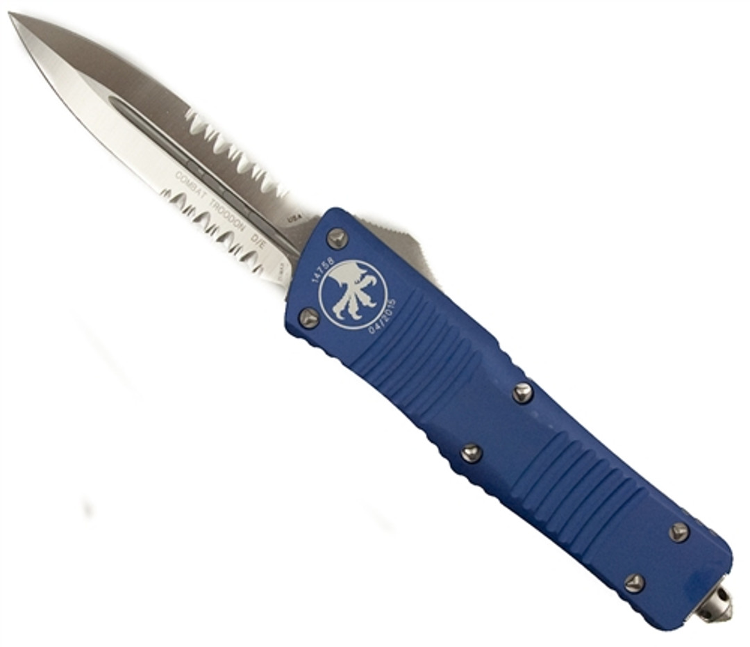 Microtech 142-5PU Purple Combat Troodon D/E OTF Auto Knife, Satin Combo Blade