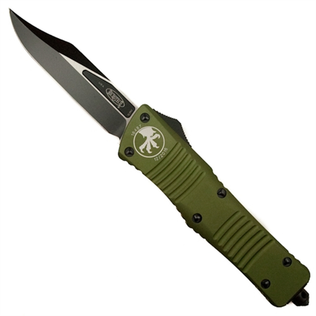 Microtech 146-1OD OD Green Combat Troodon Bowie OTF Auto Knife, Black Blade