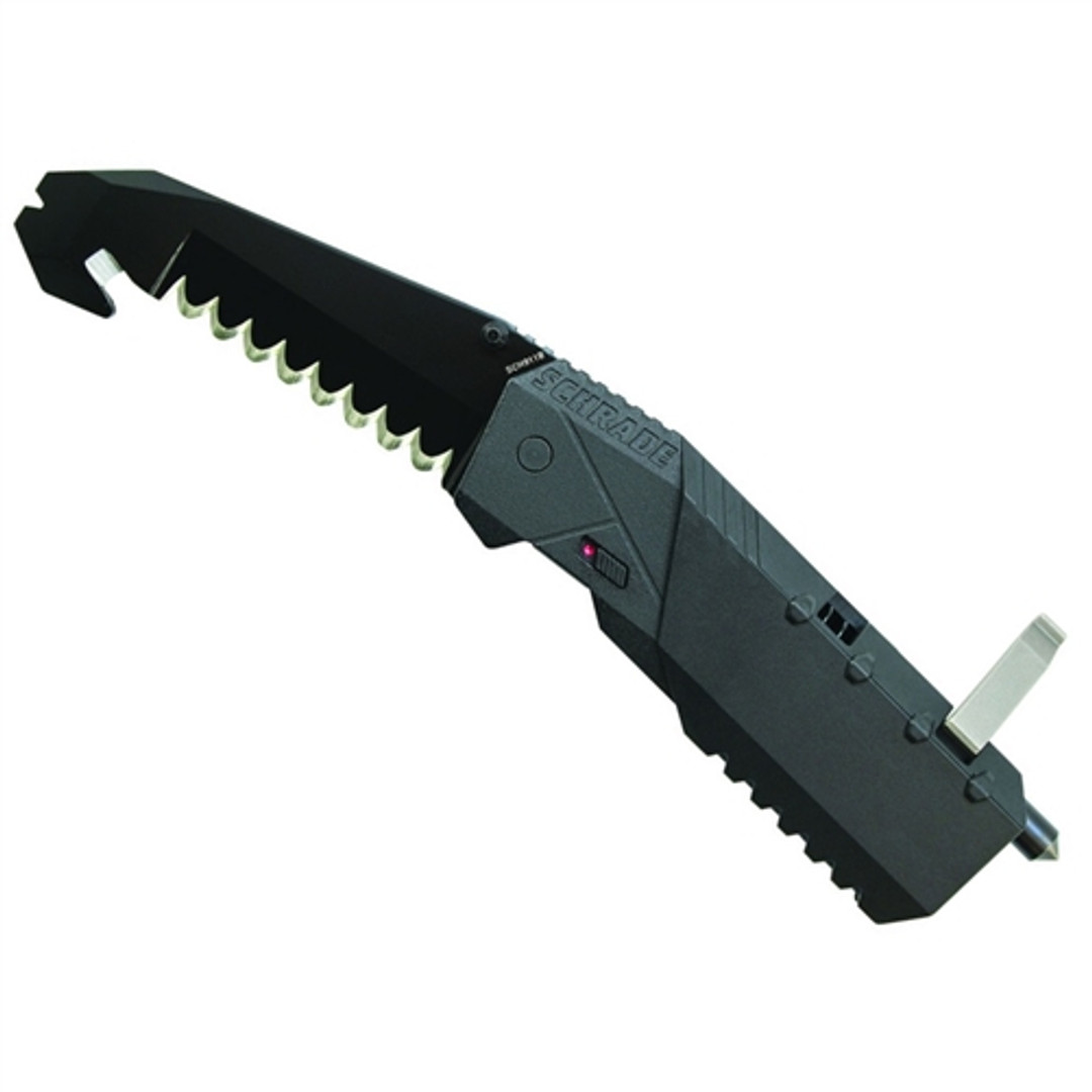 Schrade 911B Rescue Assist Knife, Black Handle, Combo Blade