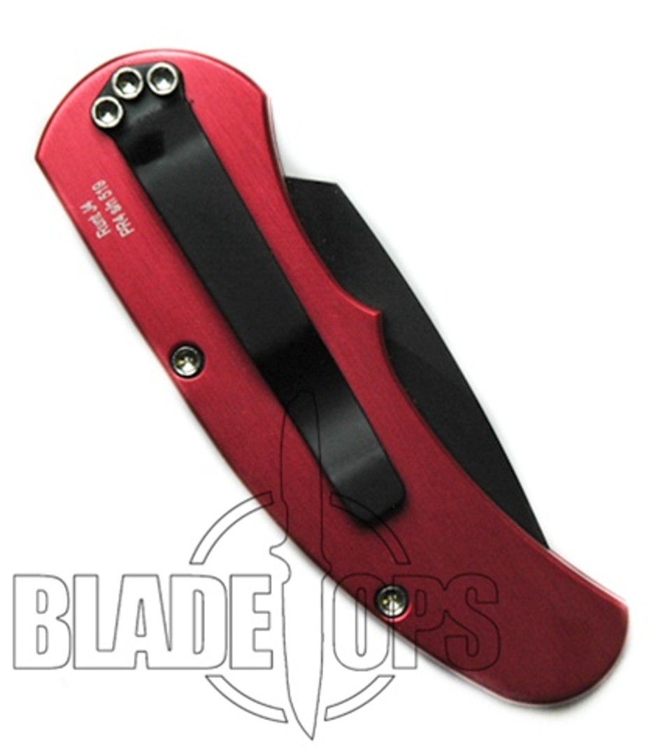 Pro-Tech J4 Cali-Legal Auto Knife, Red Handle, Plain Edge DLC Black Blade