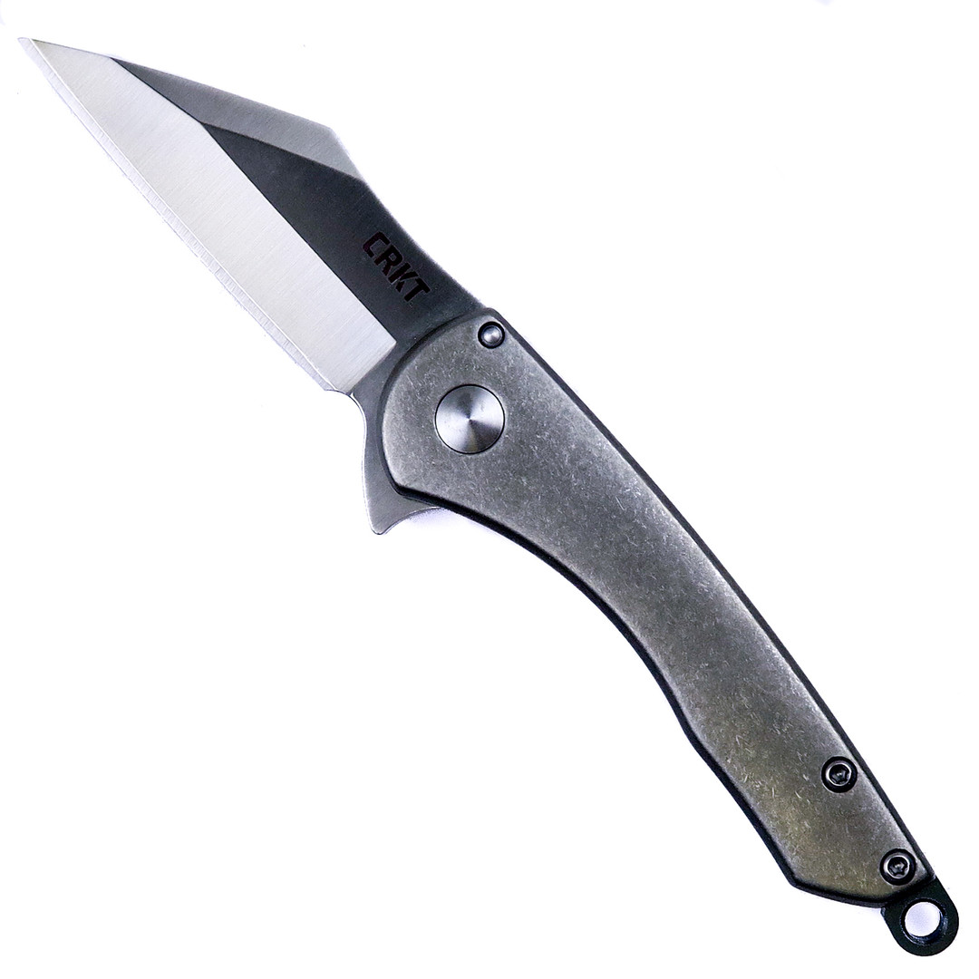 CRKT Robert Carter Jettison Knife, Titanium, Frame Lock, Stonewash Sheepsfoot Plain Blade