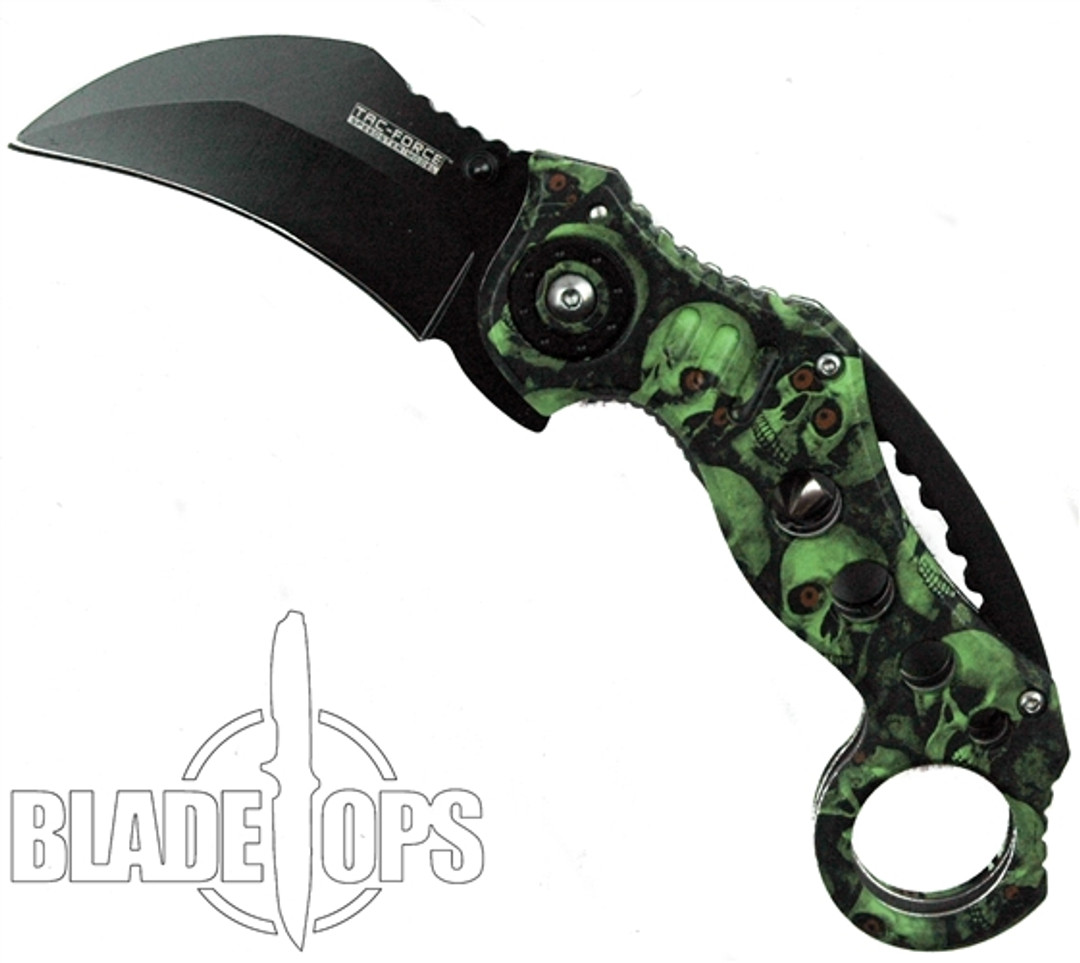 Tac Force Toxic Green Ghoul Hunter Assisted Karambit Knife