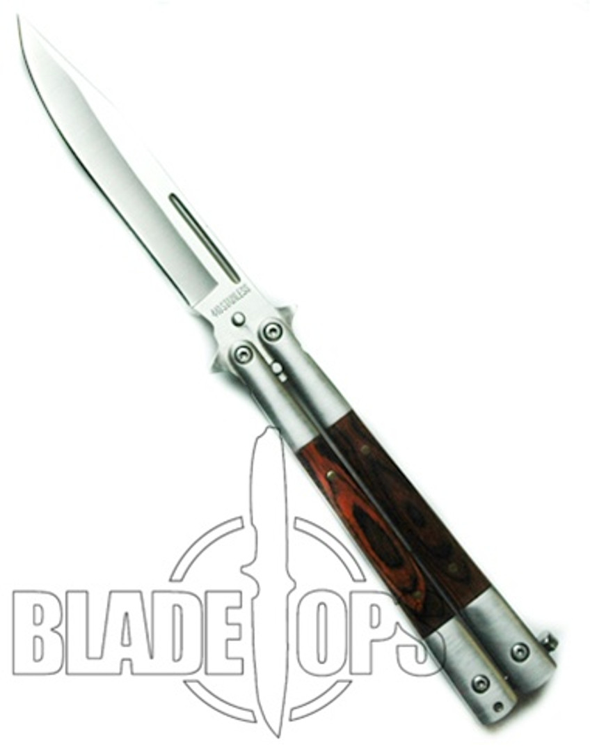 Transformer Butterfly Knife, Rosewood Handle, Satin Blade