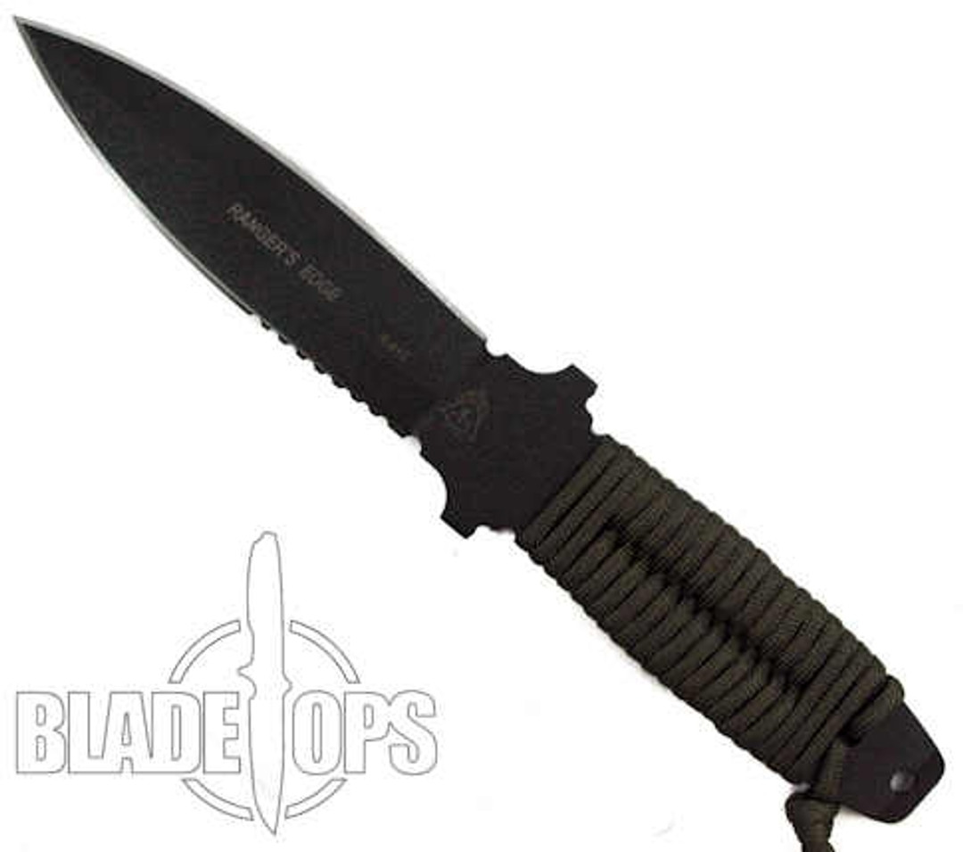 TOPS Knives Rangers Edge Double Edge Fixed Blade Knife, Paracord Wrapped